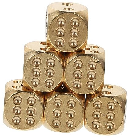 Abaodam 6 Stück Spielwürfel Aus Massivem Messing Einfache Kleine Würfel Für Mathespiele Und Veranstaltungen Hochwertige Requisiten Mit Filigraner Verarbeitung