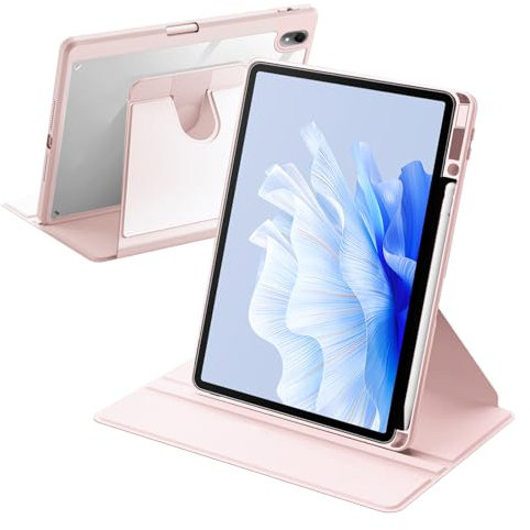 Rotante Custodia compatibile con Huawei MatePad 11.5 S 2024 con Portapenne, 360° Rotazione Protettiva Cavalletto Cover Chiaro Indietro, Auto Svegliati/Sonno, Rosa