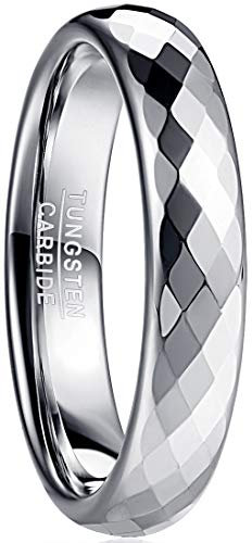083BASE Ringe Damen/Herren Silber 2mm breit Kuppelform und Comfort Fit Design Stein Unisex Wolfram Ringe für
