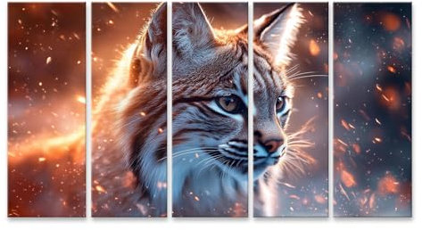 islandburner Bild auf Leinwand Majestätischer Luchs in einem funkelnden magischen Wald Bilder Wandbilder Poster