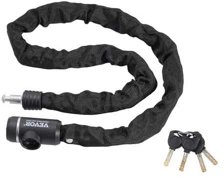 VEVOR Lucchetto a Catena per Bicicletta, Lucchetto a Catena per Bicicletta di Sicurezza Lunghezza 1200 mm, Lucchetto Antifurto Sicurezza in Acciaio per Bici, Motociclette, Scooter, Porte, Recinzioni