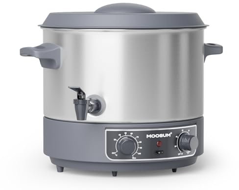 MOOSUM Einkochautomat mit Heißgetränkefunktion | 19 Liter Edelstahl 304 | Temperaturregelung 30–100°C | Timer (20–120 Min.) | Warmhaltefunktion & Überhitzungsschutz