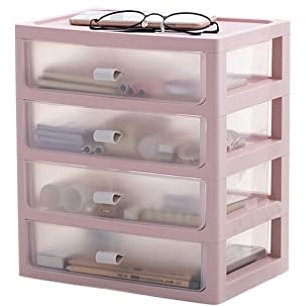 Tiroirs de rangement empilables en plastique rose - Mini tour de bureau pour accessoires de maquillage - Armoire de rangement multifonction avec tiroirs pour bureau, salle de bain et bureau - 26 x 18