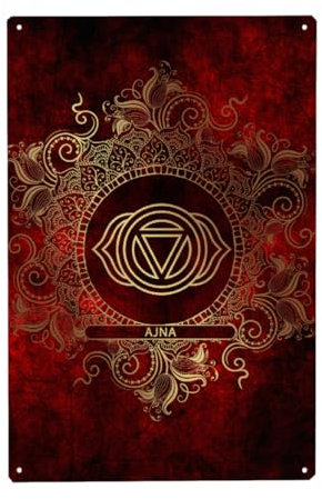 artboxONE Metall-Poster 40x60 cm Natur Chakren – Feuer – Ajna von Künstler Ibanez Design