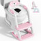 Toilettensitz Kinder mit Treppe, Upgraded WC Aufsatz für Kinder für Jungen und Mädchen, 2-in-1 Toilettentrainer mit Treppe, Höhenverstellbar Bequemer Sicherer Toilettensitze (Rose Drei Treppe)