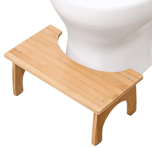 SUNOYA Toilettenhocker Erwachsene, Kackhocker Hocker Toilette, Klohocker Toiletten, Tragbarer Toilettenhocker Holz, Anti-Rutsch-Hocker, Badezimmer-Kothocker fur Erwachsene