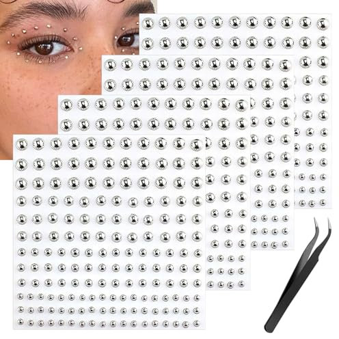 LunarCharm Lot de 4 autocollants pour faux anneaux de nez, clous de lèvre avec pierres précieuses pour le visage, faux piercing de lèvre, faux piercing pour homme et femme