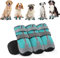 Hundeschuhe mit reflektierenden Riemen, hohe Hundestiefel wasserdicht, Anti-Rutsch verschleißfeste Gummisohle Hundeschuhe Pfotenschutz fürkleine, mittlere und große Hunde(L, Blau)
