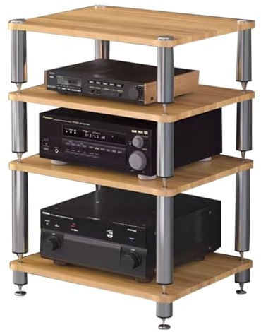 Easnuroz Cabinet Audio HIFI A 1/2/3/4 Livelli Supporto Per Lettori Di Dischi HIFI Stand Altezza Regolabile AV Media Storage Audio Rack Tower Per Giradischi/stampante/ky Box/TV(Wood color,60*48*76cm(4T