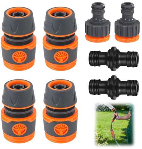 Raheem 8 Stück 1/2'' Gardena Schlauch Kupplungs Satz 4 Schlauchverbinder + 2 Schlauchhahnanschlüsse + 2 Doppelstecker Gartenschlauch für Wasserhahn,Gartenschlauch,Gartenbewässerung, Autowäsche