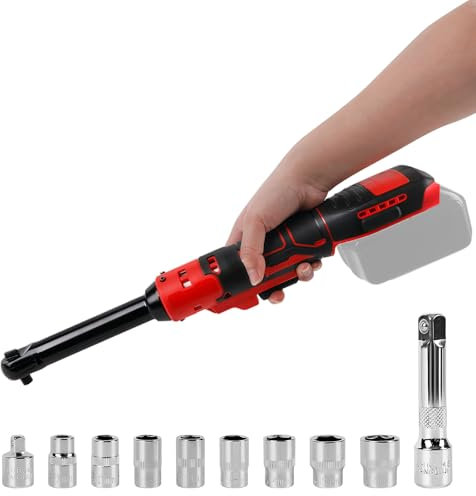 Chiave a cricchetto estesa senza fili, 3/8, a cricchetto, per batteria Milwaukee da 18 V con velocità variabile, 320 PRM 80N.m (senza batteria) (con accessori)