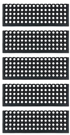 e-floor Treppenmatten Outdoor Stufenmatten aus Gummi Teppich Außen - 5er Set Treppenstufen Matten 25x75 cm Schwarz rutschfest - Gummistufenmatte Antirutschmatten - Gummimatte mit Rand Domino