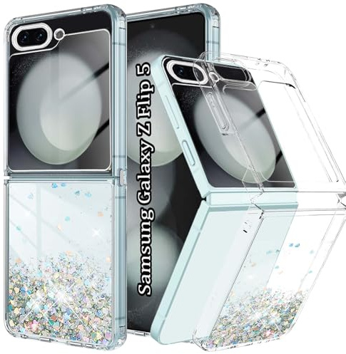 Yutwo Hülle für Samsung Galaxy Z Flip 5 5G, Glitzer Treibsand Silikon Stoßfest Samsung Z Flip 5 5G Handyhülle Transparent TPU Bumper Schutzhülle Quicksand Case, Silber