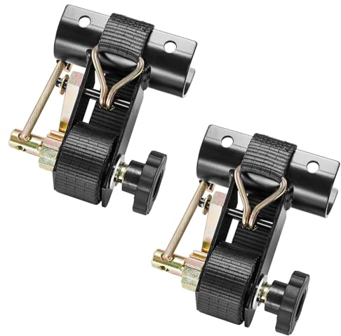 VEVOR Sangle à Cliquet Galerie de Toit 38,1 mm x 2,25 m Sangles d'Arrimage Barres de Toit Lot de 2 pour Attacher Chargement, avec Support de Tube Rond 47,6-50,8 mm Crochets J Capacité Charge 226,8 kg