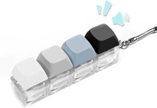 Tastatur Fidget Spielzeug für Erwachsene, Fidget Tastatur Schlüsselanhänger, Keyboard Keychain in 4 Farbigen Tasten, Clicker Mechanischer Schalter Stressabbau Schlüsselanhänger für Männer und Frauen