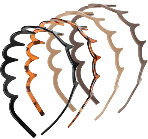 Zickzack Haarreif 4 Stück Haifischzahn Haarkamm Haarband Gewellte Kunststoff Stirnband Make Up Haarreif für Sport Fitness Tägliches für Damen Und Mädchen (4 Farben)