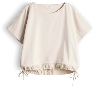 OPUS Damen Kurzarmshirt | Jerseyshirt im Materialmix aus BCI Cotton Loose Fit Natural Glaze, M