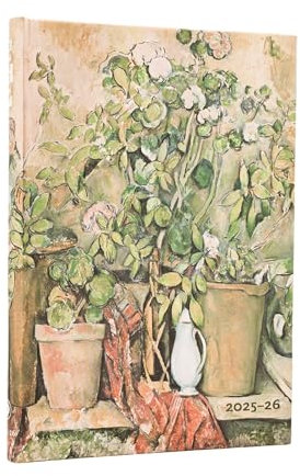 2026 Cezanne's Terracotta Pots and Flowers Midi 18-month Horizontal Hardcover Flexi Dayplanner 2025-2026 (Elastic Band Closure): Kalendarz 18-miesięczny