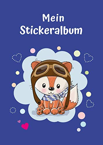 Mein Stickeralbum: Motiv Fuchs Pilot | 30 Seiten | DIN A4 | Blanko | Kein Silikonpapier | Geschenkidee