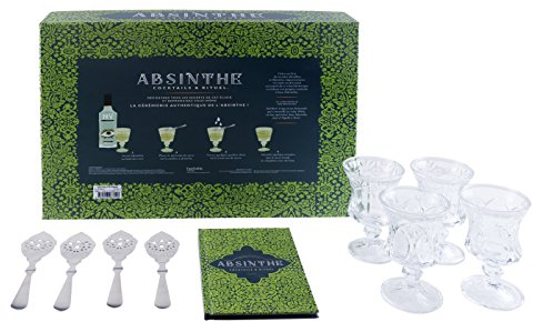Absinthe: Cocktails & rituel, contient 4 verres, 4 cuillères + 1 livre de recettes