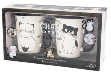 2024, Coffret Chat va bien !: Coffret avec 2 tasses en céramique et 1 livre