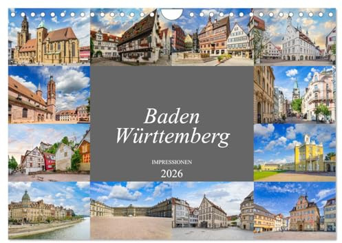 Baden-Württemberg Stadtansichten (Wandkalender 2026 DIN A4 quer), CALVENDO Monatskalender: Zu Besuch im wunderschönen Bundesland Baden-Württemberg (CALVENDO Orte)