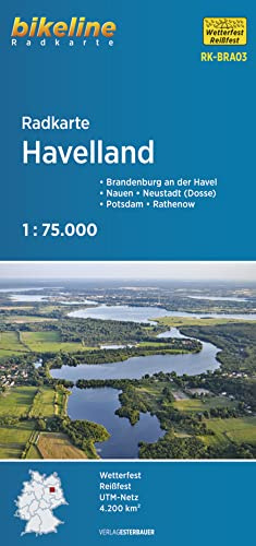 Radkarte Havelland (RK-BRA03): Brandenburg an der Havel – Nauen – Neustadt (Dosse) – Potsdam – Rathenow, 1:75.000, wetterfest/reißfest, GPS-tauglich mit UTM-Netz (Bikeline Radkarte)