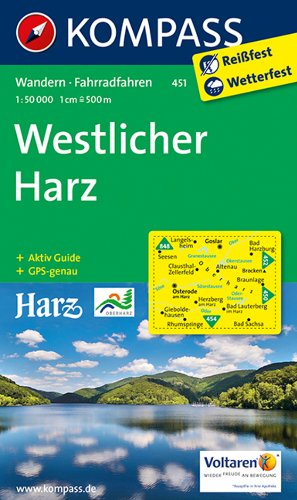 KOMPASS Wanderkarte Westlicher Harz: Wanderkarte mit Aktiv Guide und Radwegen. GPS-genau. 1:50000 (KOMPASS-Wanderkarten, Band 451)