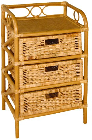 Hansen Korb 2439/3 Rattanregal mit 3 Schubladen, B 45 T 35 H 75 cm, Honig