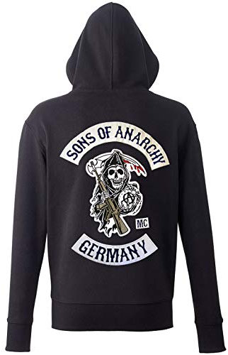 SOA Samcro Germany Kapuzenpullover mit originalgetreuen, aufgestickten Aufnähern Redwood Original Jax Teller Reaper MC Cut (SMALL)