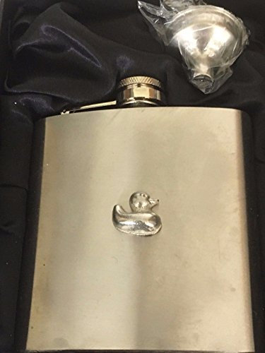 Bathtime Ducky Rubber Duck TG81 6oz Captive Top Stainless Steel Hip Flask Boxed with Funnel Posted by US Gifts for All 2016 from Derbyshire UK …
