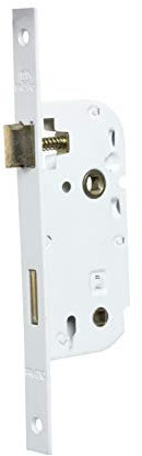Bricard 2683 Serrure à encastrer axe 40 mm pour Porte de Salle de Bains et Toilettes, fermeture par Bouton, coloris Blanc