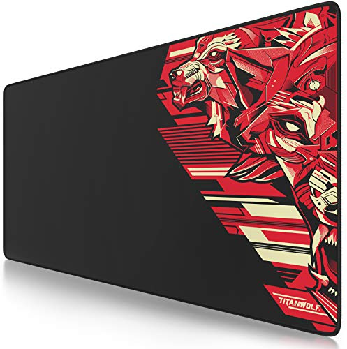 TITANWOLF - XXL Mauspad Gaming Titanwolf 900 x 400mm - XXL Mousepad groß Motiv - Tischunterlage Large Size - verbessert Präzision und Geschwindigkeit - auch für Roccat Razer Logitech Maus und Tastatur