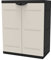 Titanium PLASTIKEN Armoire Basse 2 Portes avec étageres l70 x p44 x h88 cm Beige et Noire Gamme Titanium Intérieur/Extérieur