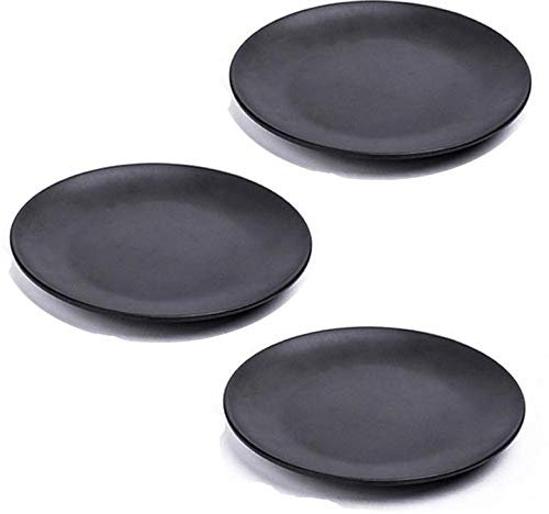 MBB 3x Black 9 Inch Melamine Ware Dinner Plates Dishes Platter Dinnerware Unbreakable