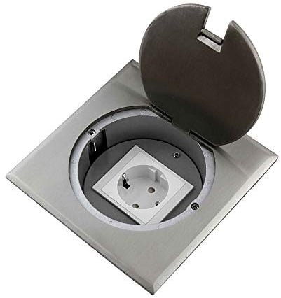 Prise encastrable au sol en aluminium pour sol et mur - Rétractable (prise carrée)