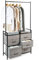 COSTWAY Clothes Hanging Rail, Coat Shoes Display Wardrobe Closet with Drawers, Home Bedroom Living Room Clothing Storage Organiser Stand Garment Rack (Light Grey, 5 Drawers)