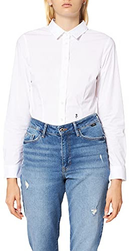 Seidensticker Damen Women Slim Longsleeve Stretch Bluse, Weiß(080612), 48 EU