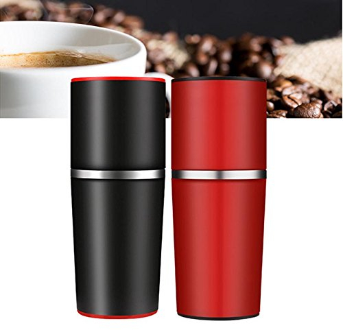 Manuelle Kaffeemaschine Kaffeemühle Mühle Handdruck Tragbare Espressomaschine Kaffee Squeeze Bottle Pot Travel Verwenden Sie 2PCS (SCHWARZ, ROT)