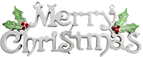 Amosfun Merry Christmas Schild Weihnachtsbaum Anhänger 19cm Silber Christbaumschmuck Hängende Weihnachtsdeko Weihnachtsbaumschmuck Weihnachten Party Festival Tür Fenster Kamin Dekoration