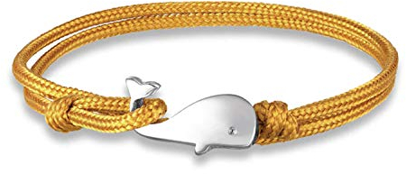 Miniblings Wal Armband gelb - I Walfisch Fisch Pottwal Glücksbringer Meer Ozean gelbe Schnur - Kordelarmband verstellbar - Modeschmuck handmade - Damen Mädchen Bettelarmband