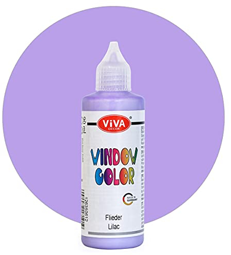 Viva Decor Window Color (Flieder, 90 ml) Fenstermalfarben für wieder abziehbare Bilder und Sticker für Deko, Spiegel, Fliesen, Vasen und Fenster - Made in Germany