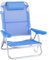 LOLAhome Silla Playa Plegable | Ligera Portátil | Baja y Reclinable de 4 Posiciones con cojín | para Camping, Piscina, Terraza o Jardín Azul