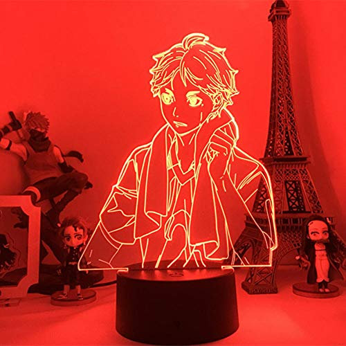 Haikyuu Anime Sugawara koushi Figur 3D LED Nachtlicht Manga Kawaii Schlafzimmer Illusionslampe Kinderzimmer Dekor Geburtstagsgeschenk-16 Farbe mit Fernbedienung