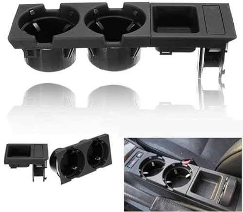 PAJKYQSL Getränkehalter für E46, Auto Mittel Konsole Wasser Getränke Halter Getränke Flaschen Halter Münz Tablett Für BMW 3 Serie E46 318I 320I 98-06 51168217953 Schwarz (234231A1)