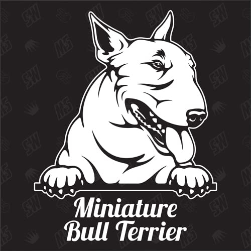 Bull Terrier Miniature Version 3 - Sticker, Aufkleber, Hundeaufkleber, Autoaufkleber, Hund, Auto, Hunderassen, Mischling, Mix, Tiere, Haustier (AUCH MIT Wunschname MÖGLICH)