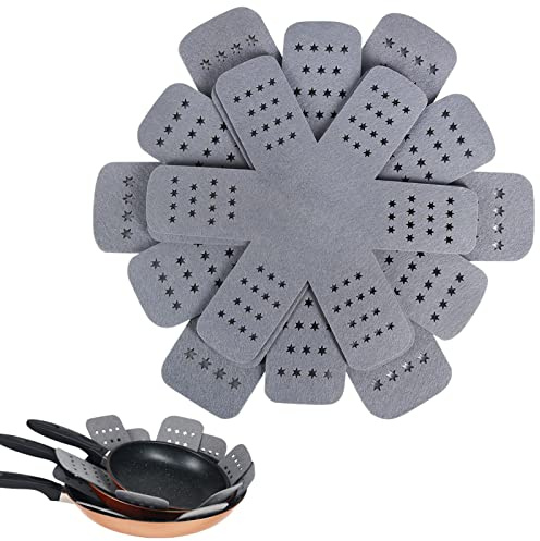 BYKITCHEN Pan and Pot Protectors, Larger & Thicker Pan Protectors with Stars, Set of 6 and 3 Different Sizes, Pot Protectors for Stacking and Protecting Your Cookware