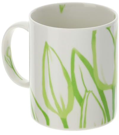 Hervit Tazza mug colazione in porcellana con tulipani verdi Tulip D8xH10 cm