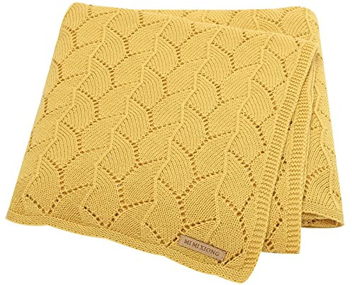 LAWKUL Babydecke 100% Baumwolle Zellulare Decke Weich Gestrickt Babydecken für Neugeborene Jungen Mädchen Kleinkind 100x80cm Gelb