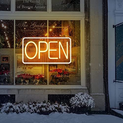 SOLIDEE LED Abierto Luminosos de neon alimentado por USBLetrero neon con interruptor regulable Luz de neón para decorar Bar Hotel Tienda Café Restaurante Letrero(blanco cálido)